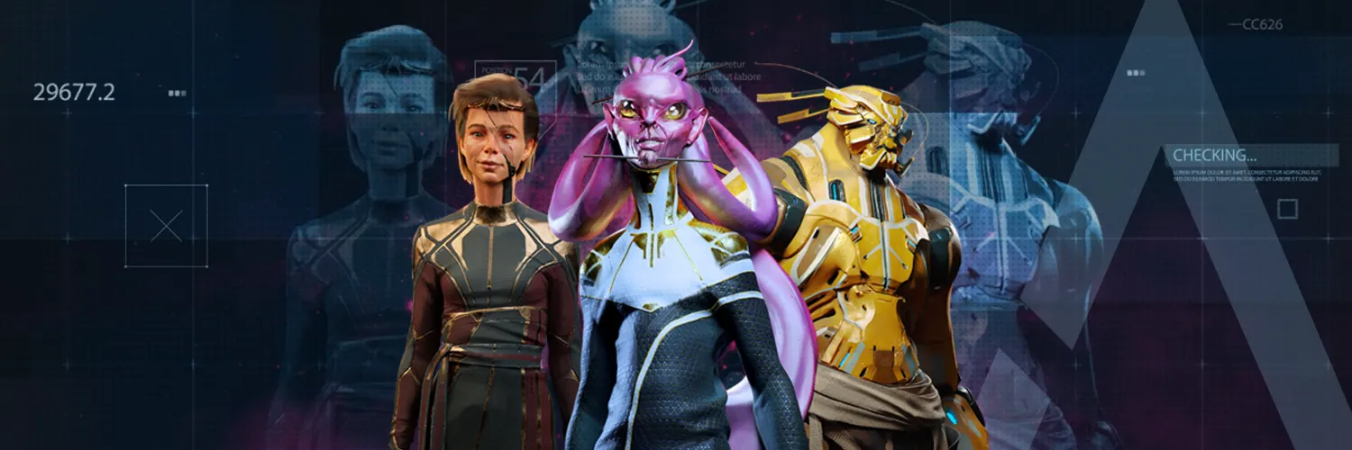banner · faction characters + mark · PNG
